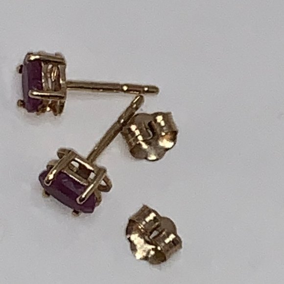 14K 5x3 Oval Natural Ruby Post Earrings - Picture 7 of 12
